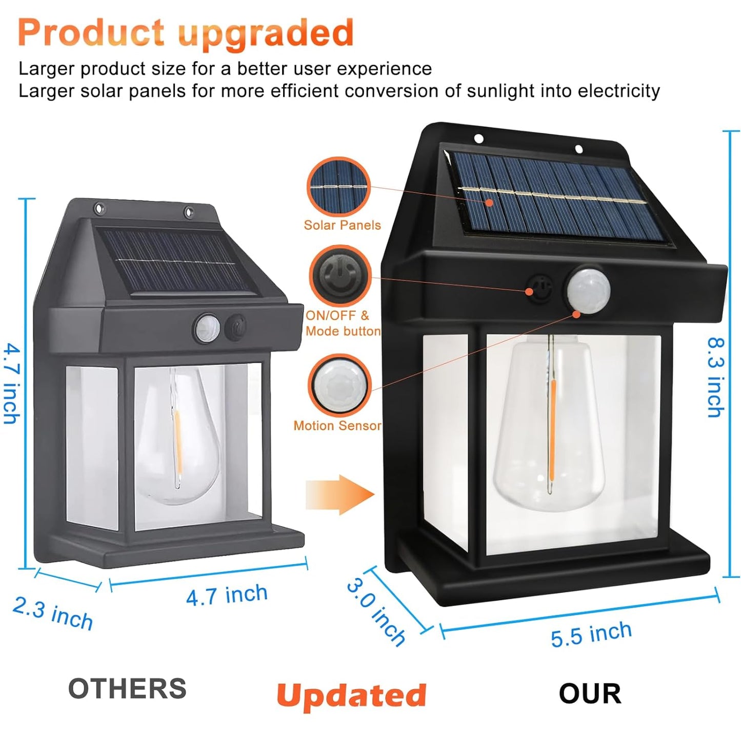 Qokzek Solar light,Solar Wall Lights Outdoor, Wireless Dusk to Dawn Porch Lights Fixture