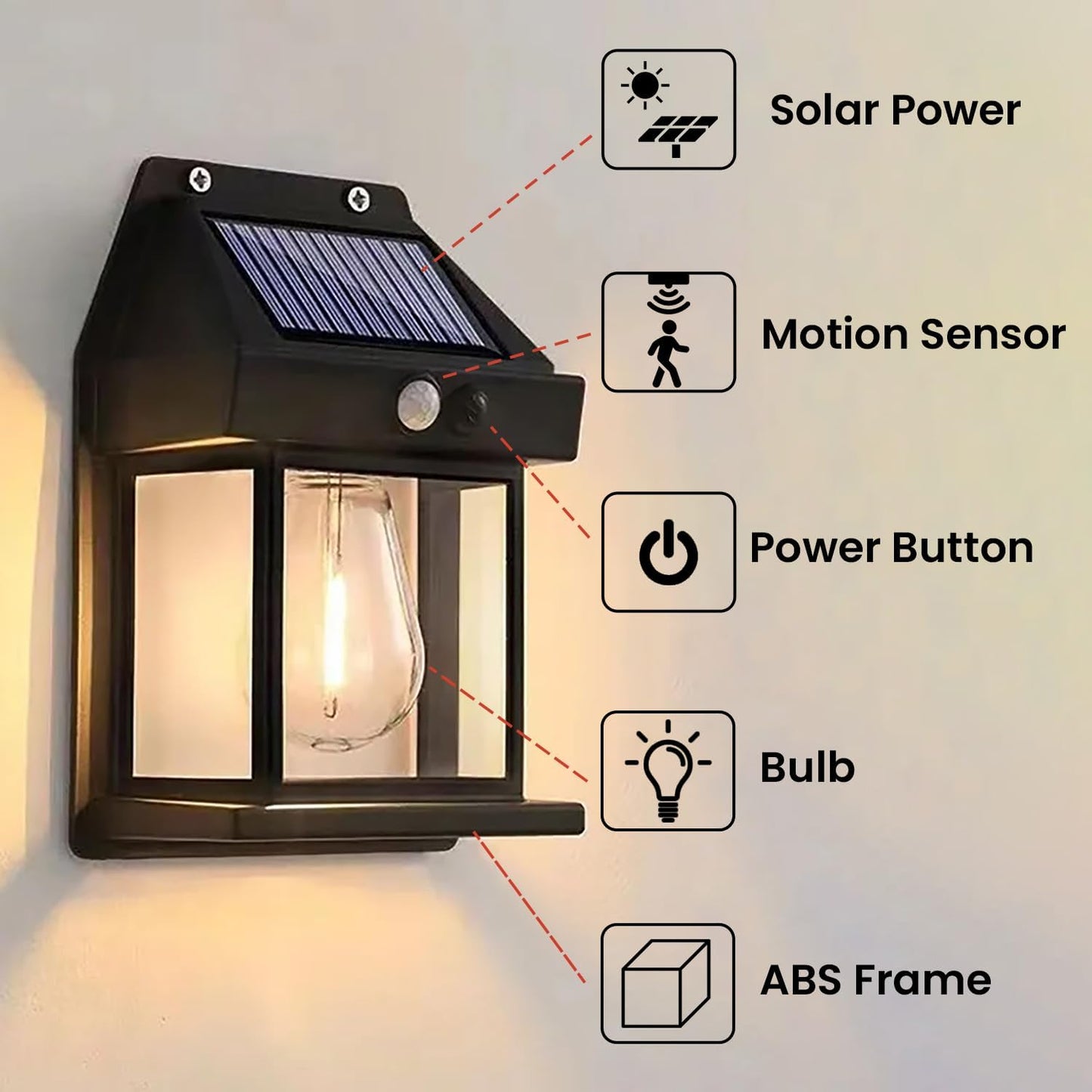 Qokzek Solar light,Solar Wall Lights Outdoor, Wireless Dusk to Dawn Porch Lights Fixture