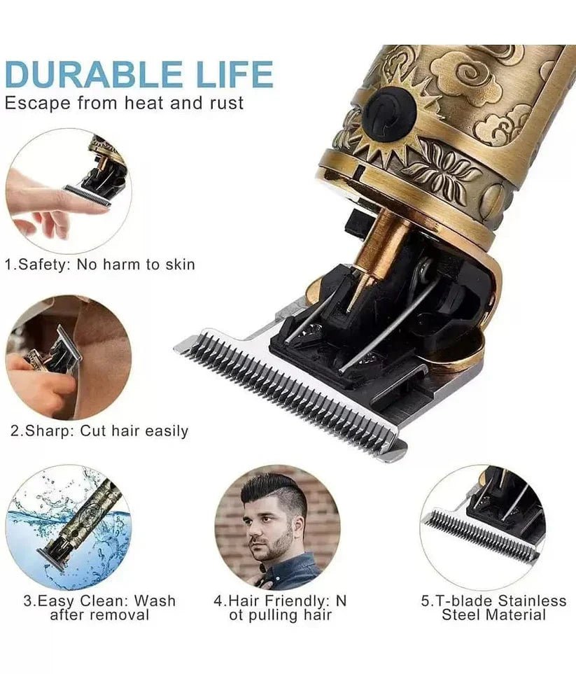 Men's Hair Trimmer Adjustable Blade, Close Cut Trimming, 1200 Mah Battery, Gold @ Just Rs.599/ - 