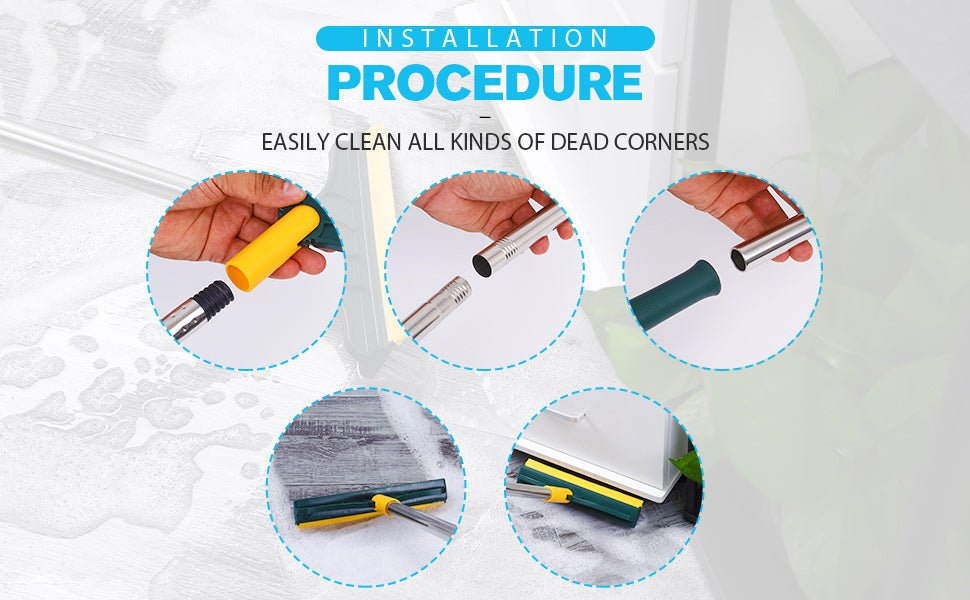 Qokzek 2 in 1 Bathroom Cleaning Brush with Wiper . Floor Scrub Bathroom Brush with Long Handle 120° Rotate