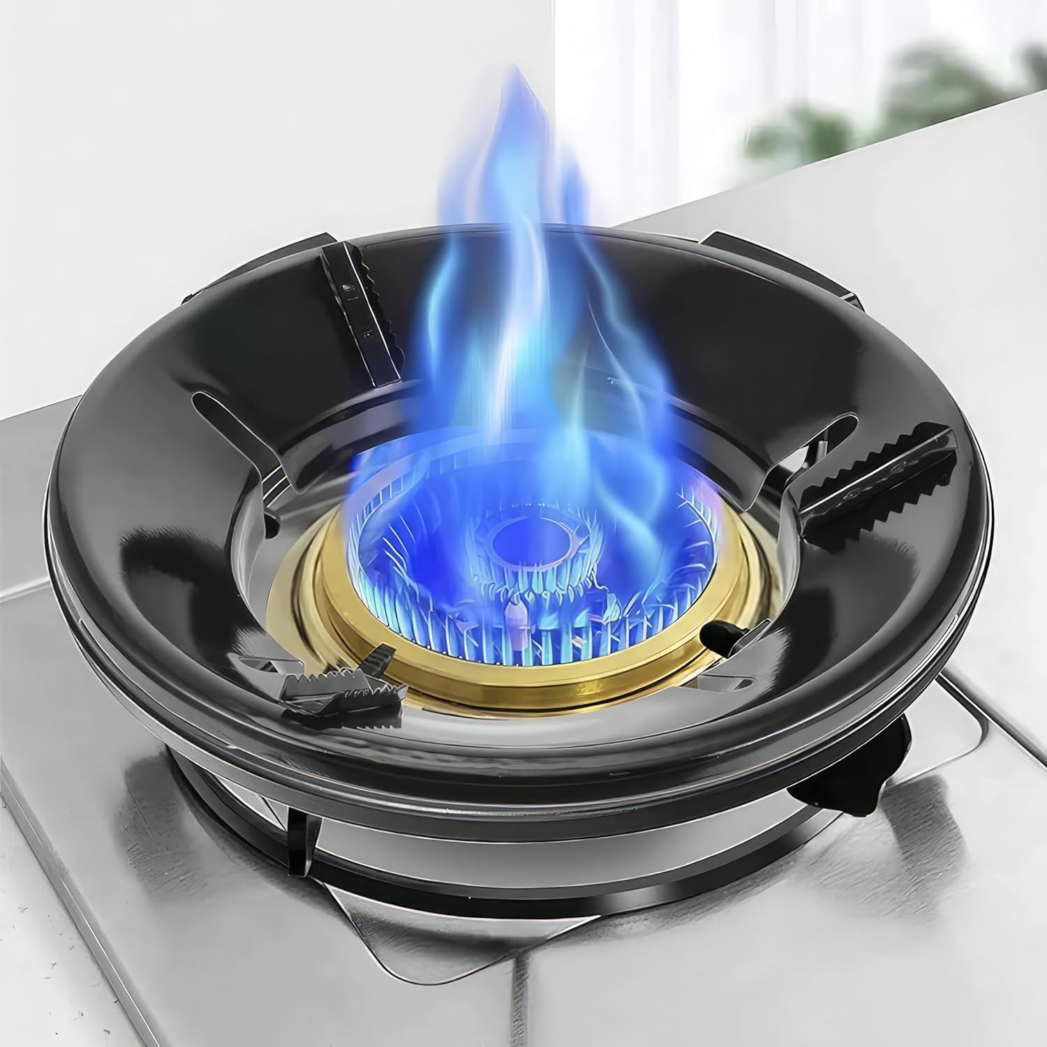 Qokzek Black Gas Saver Burner Stand Gas Chula Burner Gas Saver Stand Jali Ring Fire & Windproof Energy Saving