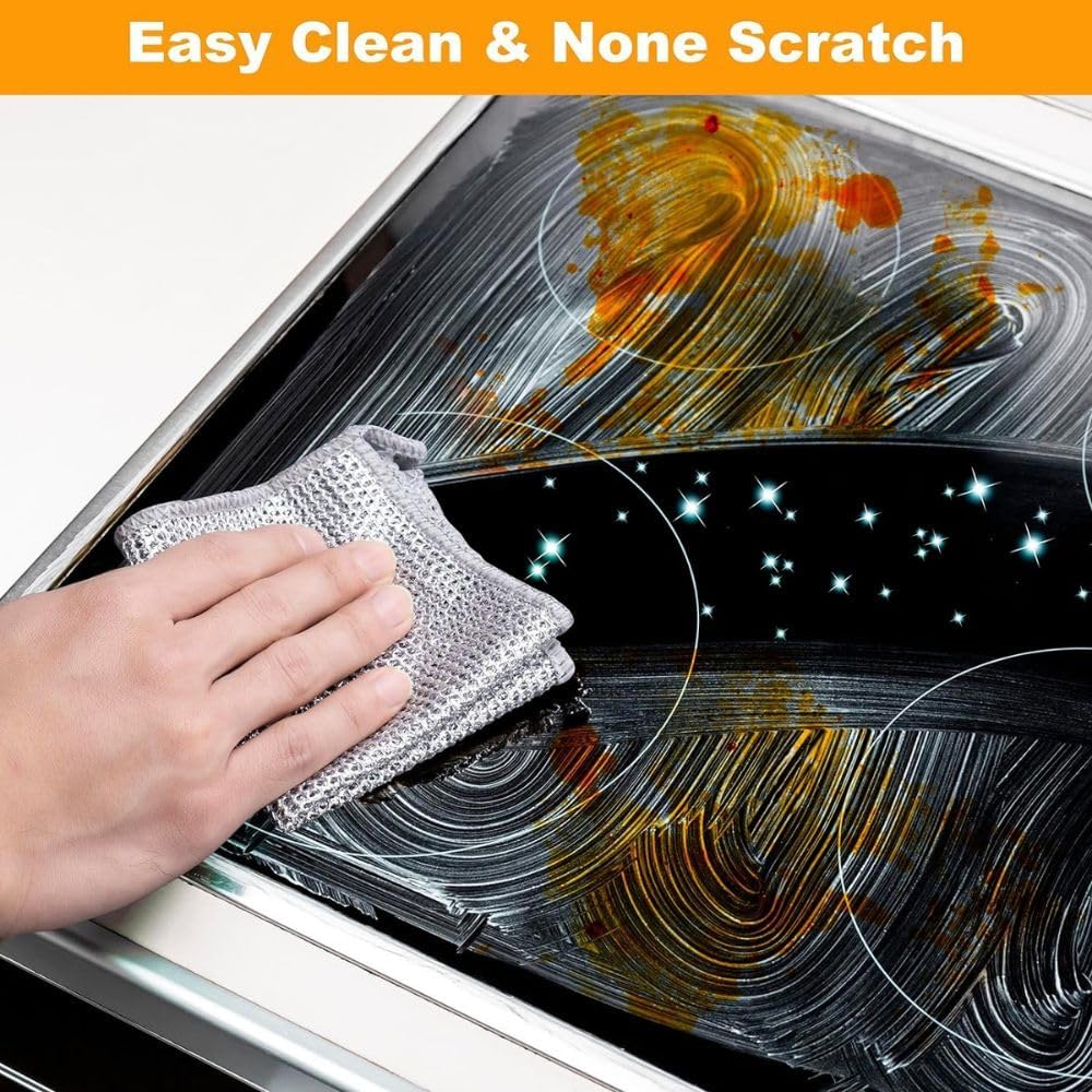 Qokzek Non - Scratch Dish Wash Cloth (Pack of 10), Steel Wire Dish Cloth