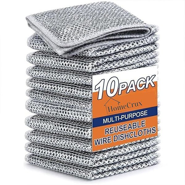 Qokzek Non - Scratch Dish Wash Cloth (Pack of 10), Steel Wire Dish Cloth