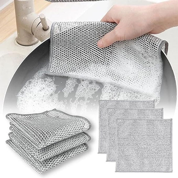 Qokzek Non - Scratch Dish Wash Cloth (Pack of 10), Steel Wire Dish Cloth